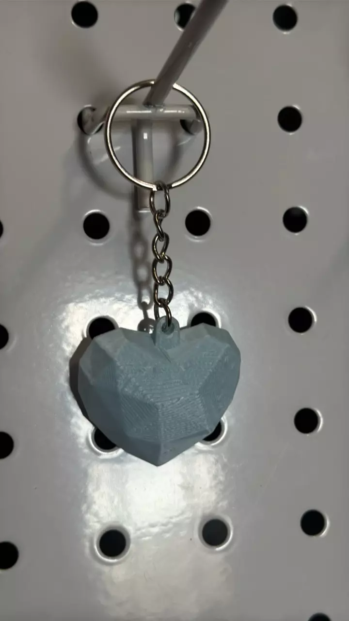 plant/Light blue poly heart keychain-0