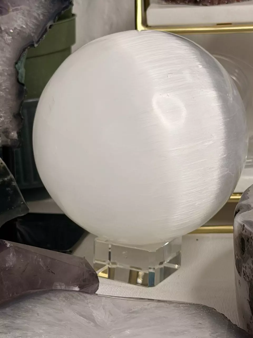 plant/120mm Selenite XL Sphere-0