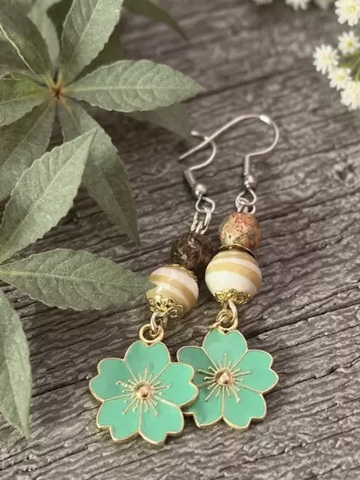 plant/Vintage-Inspired Turquoise Bloom Earrings-0-thumbnail