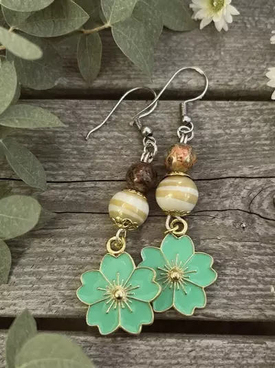 plant/Vintage-Inspired Turquoise Bloom Earrings-2-thumbnail