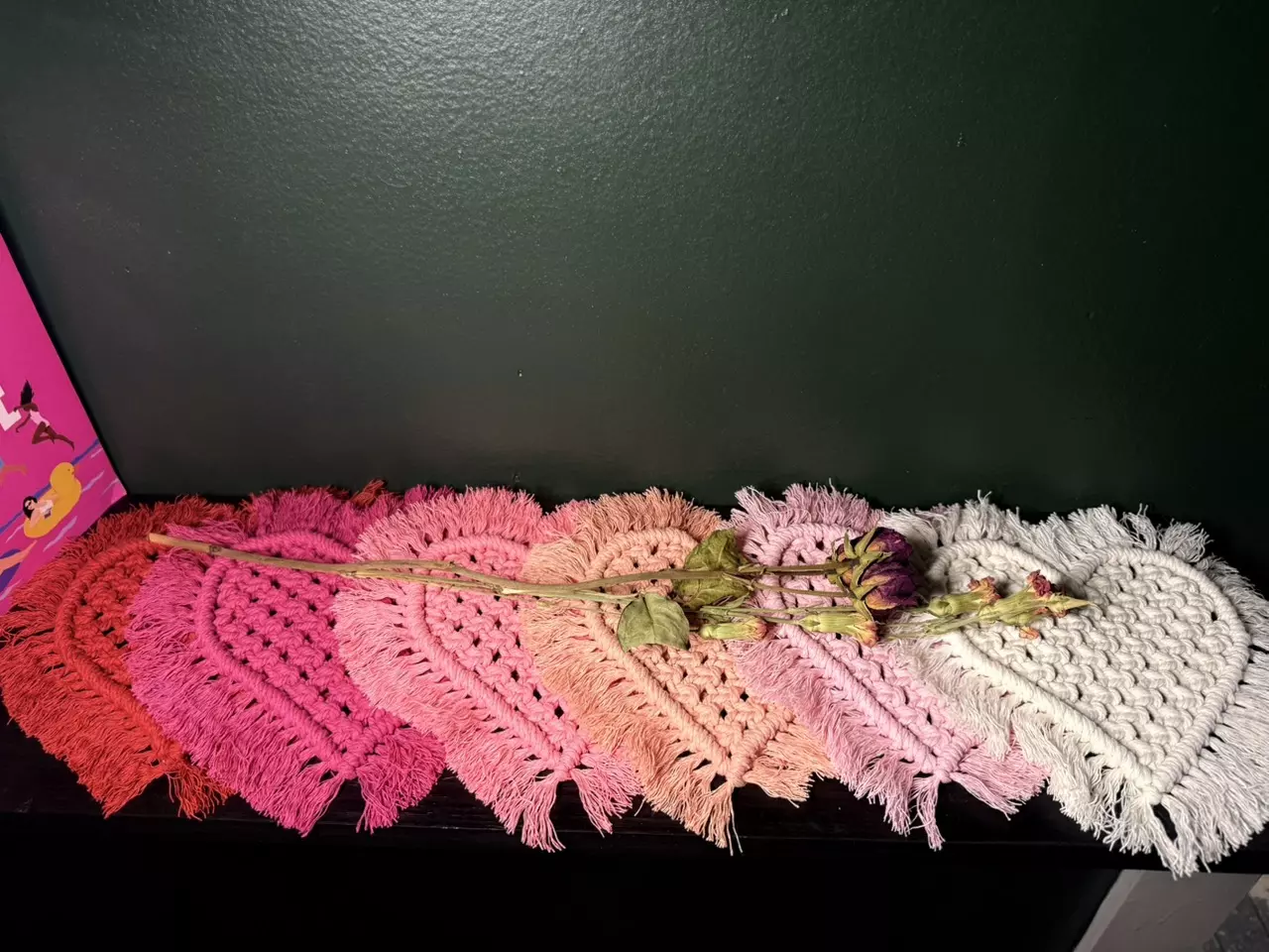 plant/Heart Coaster | Macrame Coaster | Choose your color-7