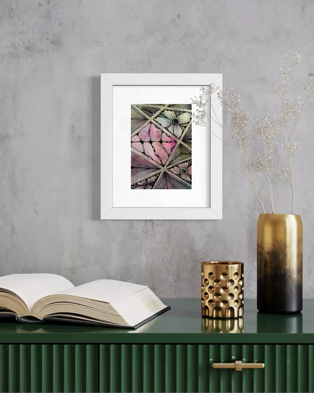 plant/“Geometric Abstract 2” 7x5” original painting-1