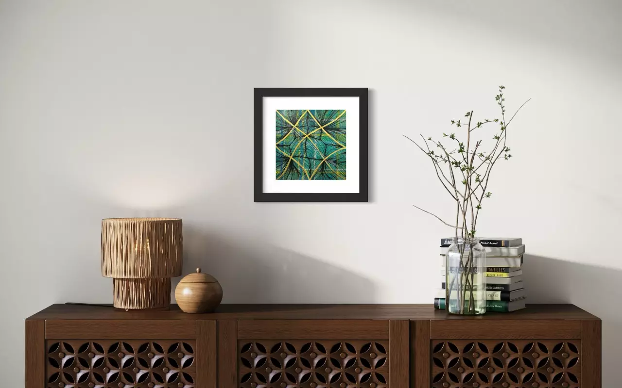 plant/“Geometric Abstract” 8x8” original painting-1