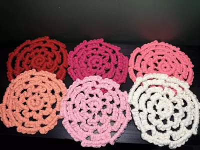 plant/Wild Rose Coasters | Macrame Coaster | Choose your color-8-thumbnail