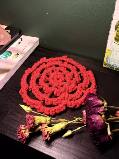 plant/Wild Rose Coasters | Macrame Coaster | Choose your color-2-thumbnail