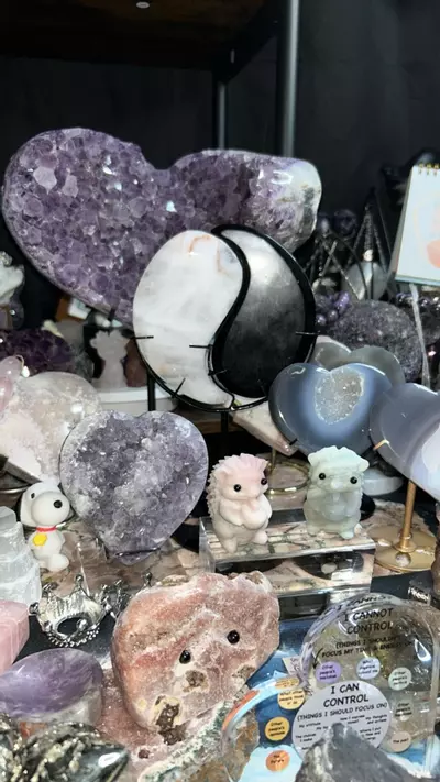 plant/Yin Yang Tai Chi Carving - Black Obsidian & Quartz-3-thumbnail