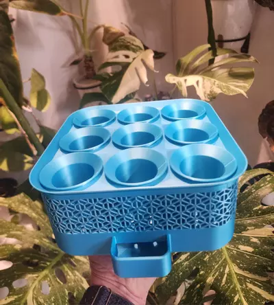 plant/Blue silk vacation tray with 3d printed cups-0-thumbnail