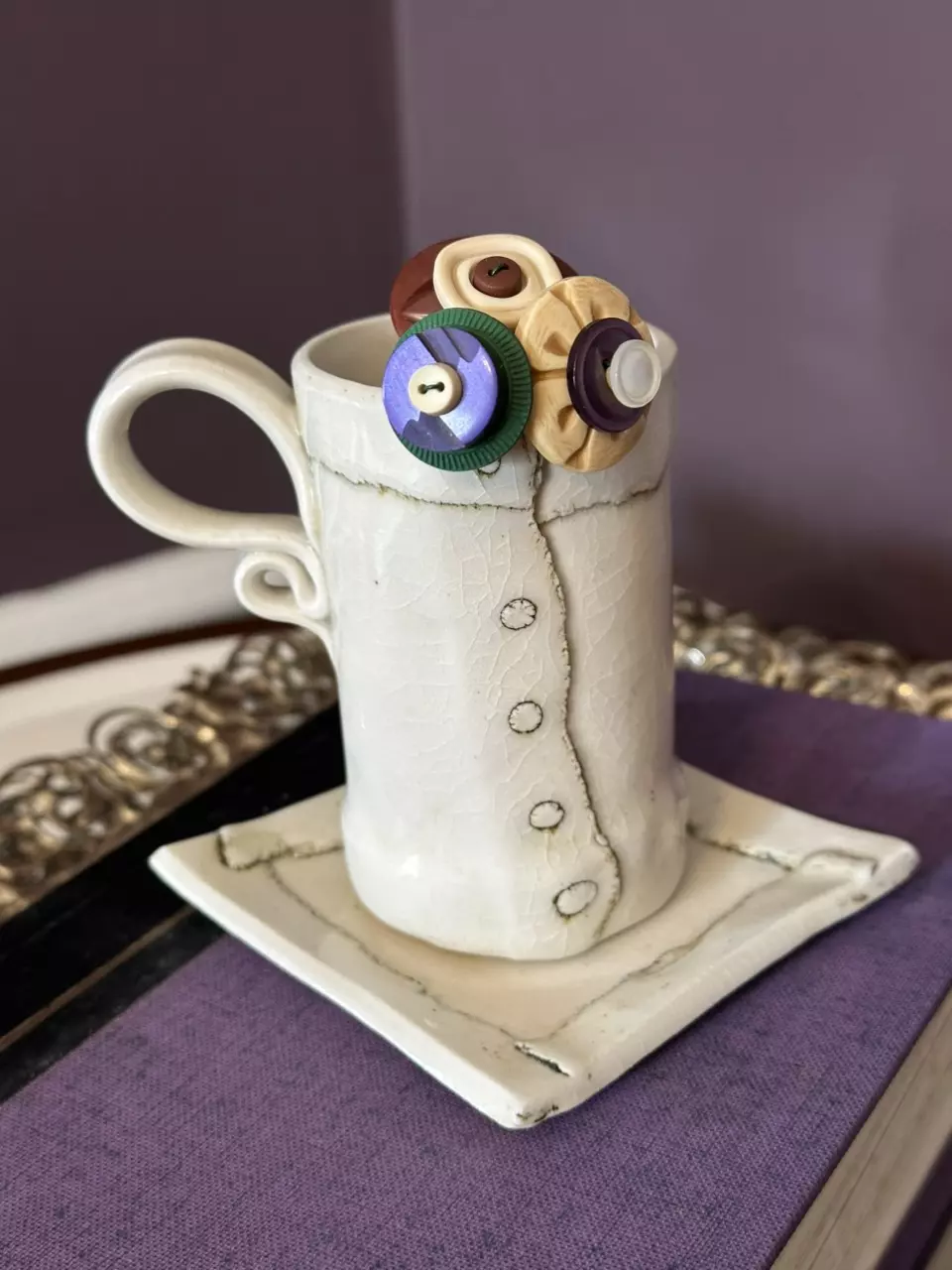 plant/Vintage Button Bouquet Handmade by me-0