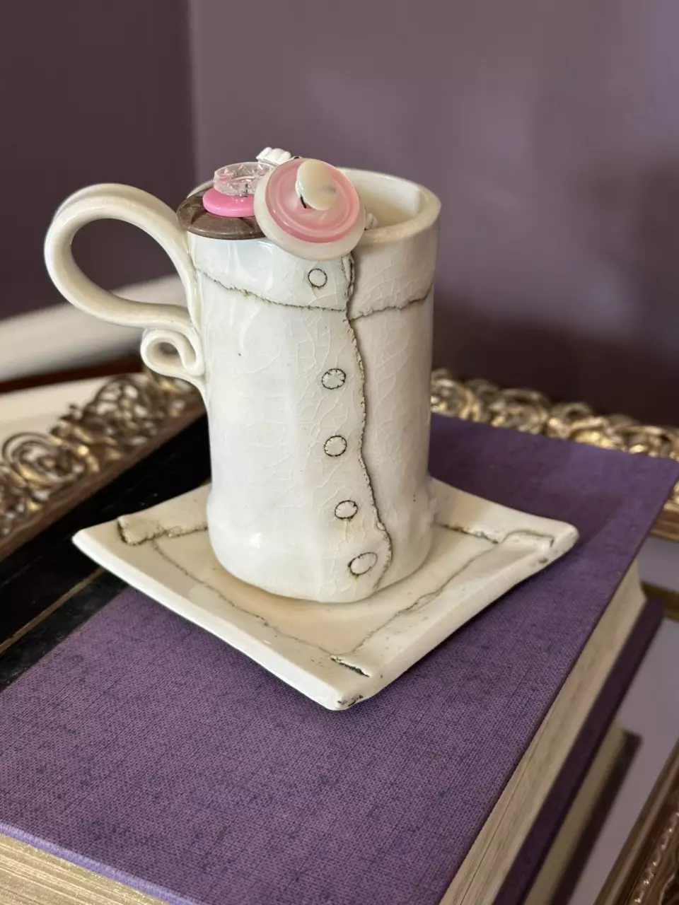 plant/Pinks & creams vintage button bouquets handmade by me-0