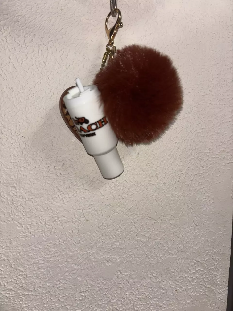 plant/Mini tumbler bag charm with brown Pom Pom-1
