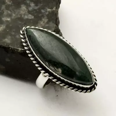 plant/Moss Agate Silver 925 Ring Size 7.75-0-thumbnail