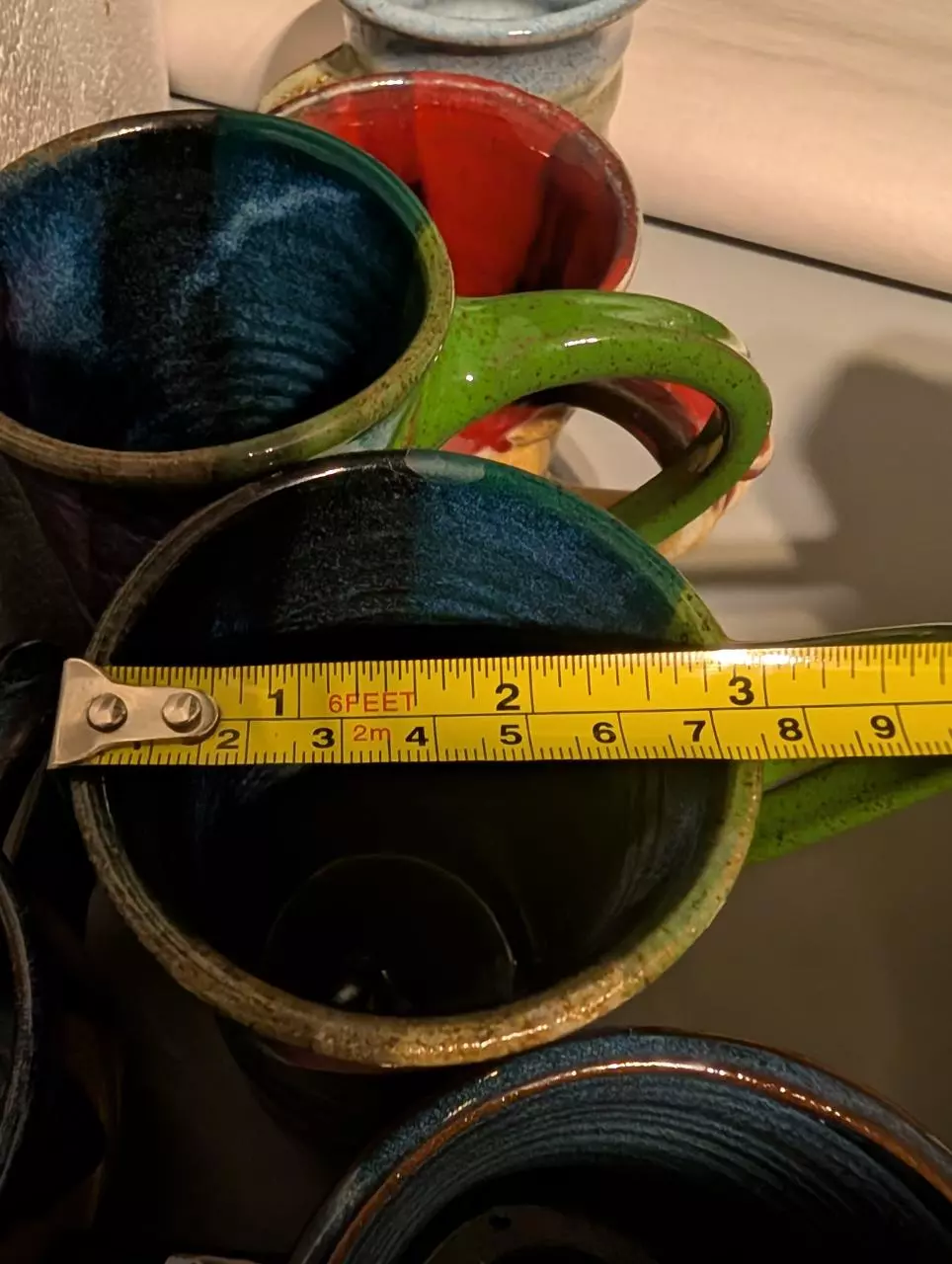 plant/Hand made pottery mug-4