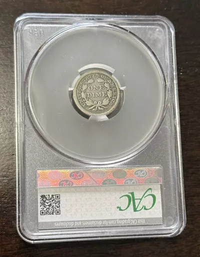 plant/1855 P Seated Liberty Silver Dime- with Arrows CAC F DETAILS-1-thumbnail