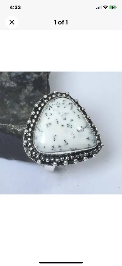 plant/Dendrite Opal Silver 925 Ring Size 6-0-thumbnail