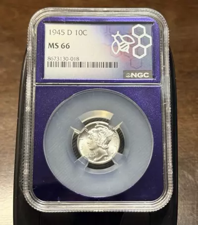 plant/1945-D Mercury Dime Silver ---- MS-66 NGC Graded Coin-0-thumbnail