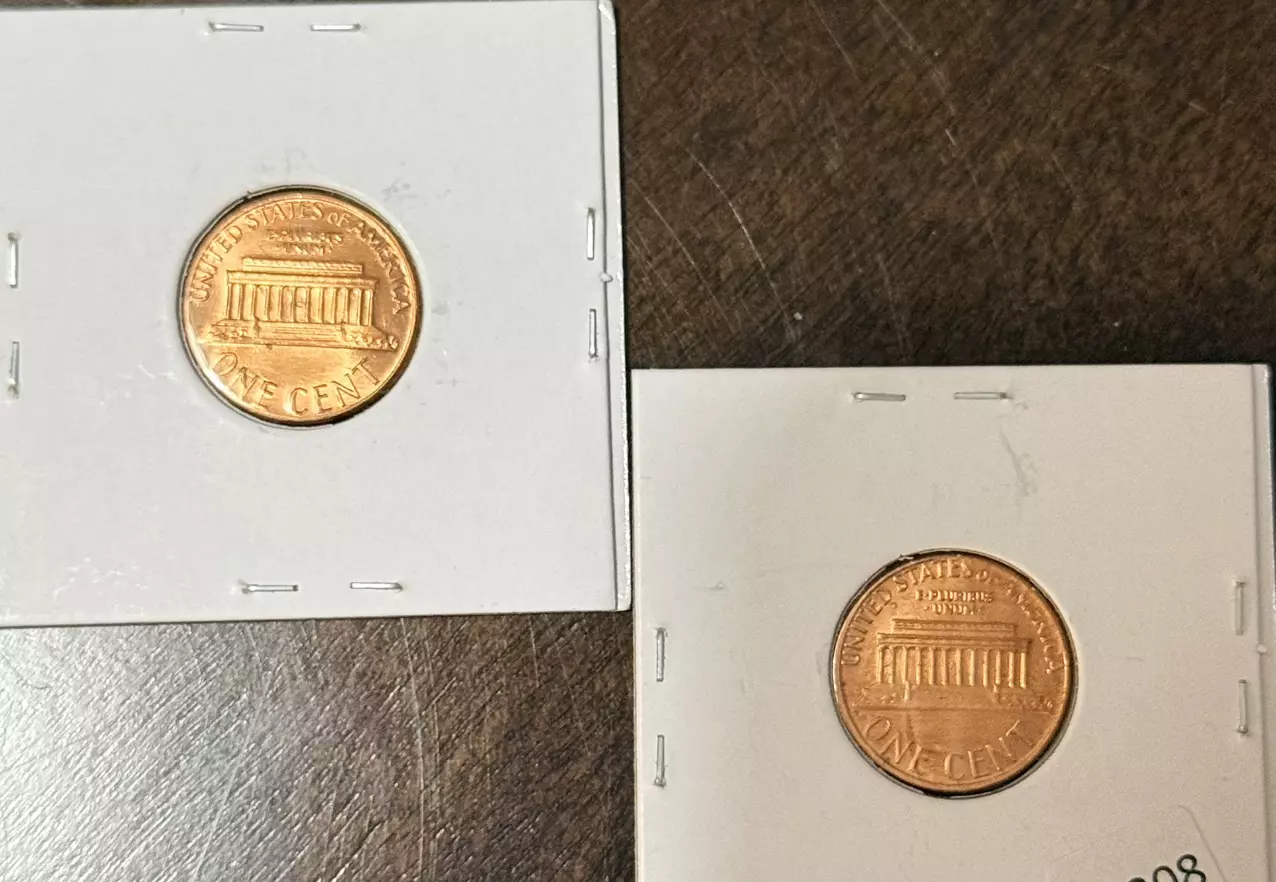 plant/TWO ERROR COINS  1983-P LINCOLN MEMORIAL CENTS BU RED-4