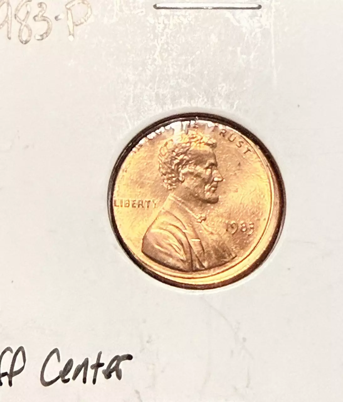 plant/TWO ERROR COINS  1983-P LINCOLN MEMORIAL CENTS BU RED-1