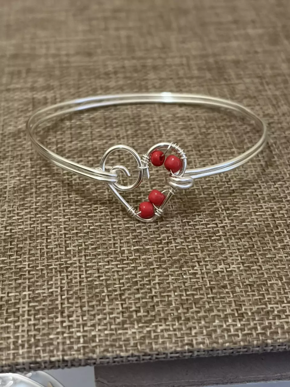 plant/Wire art sweet heart bangle bracelet handmade by me-0