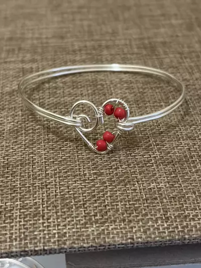 plant/Wire art sweet heart bangle bracelet handmade by me-0-thumbnail