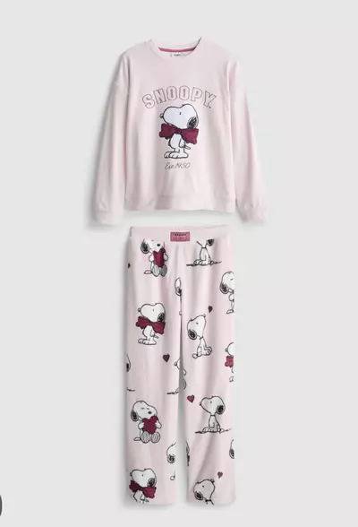 plant/Sz M Snoopy Plush Crew Neck Pajama Top and Bottom Set | Primark-3-thumbnail