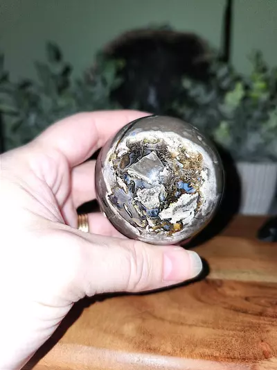 plant/Volcano Agate sphere w/stand approximately 56mm-0-thumbnail