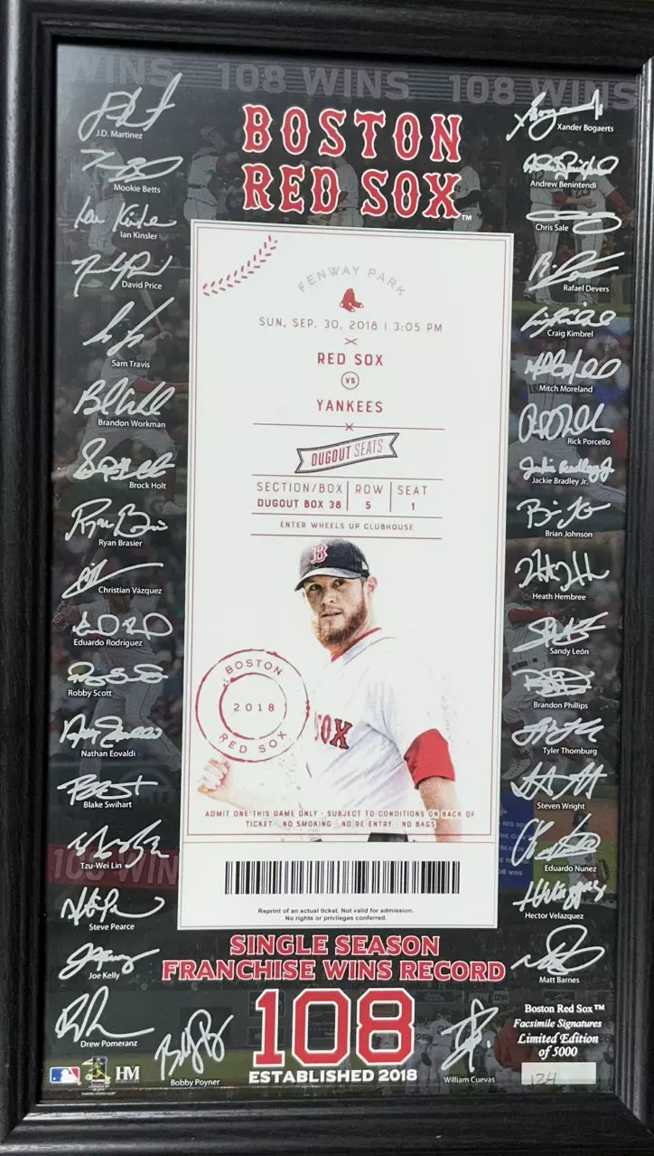 plant/Boston Red Sox Single Season Franchise Wins 108 Signature Series 124/5000Limited-0