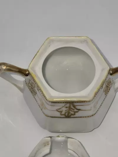 plant/Antique Nippon Porcelain Covered Salt Cellar Gold Gilt Floral 2.5”-6-thumbnail