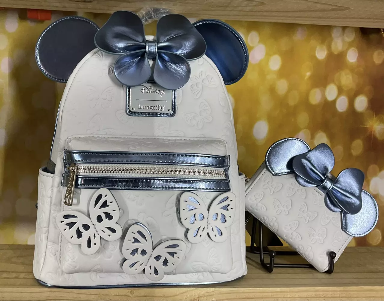 plant/Loungefly Disney Minnie Mouse Blue Butterfly Mini Backpack with matching wallet-0