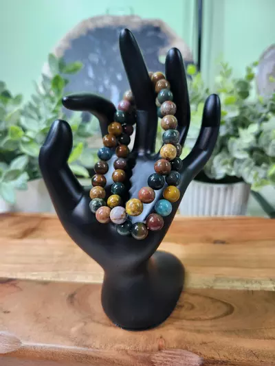 plant/Ocean Jasper bracelet 8mm 7"-0-thumbnail