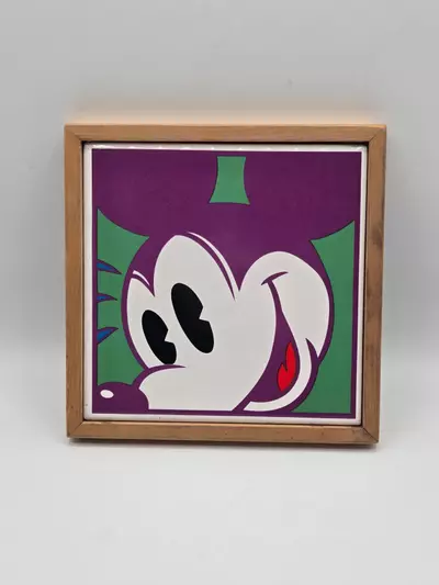 plant/Vintage Disney Japan Ceramic Tile Wall Plaque Framed Mickey Mouse 6.75"-1-thumbnail