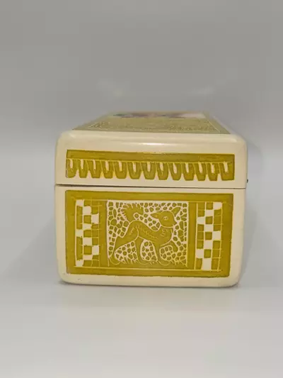 plant/Vintage Hand Painted Folk Art Wooden Trinket Box Scandinavian Style Floral Deer-3-thumbnail