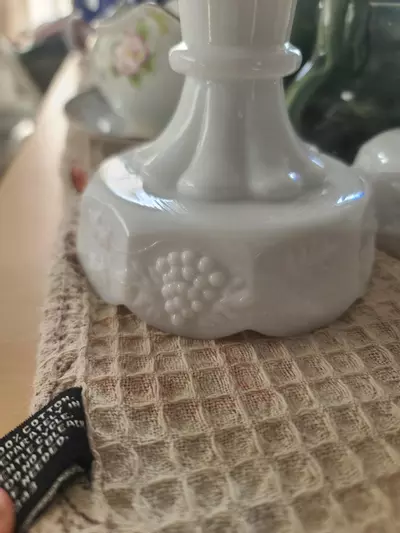 plant/Westmoreland Paneled Grape Milk Glass Candlestick Holders-1-thumbnail