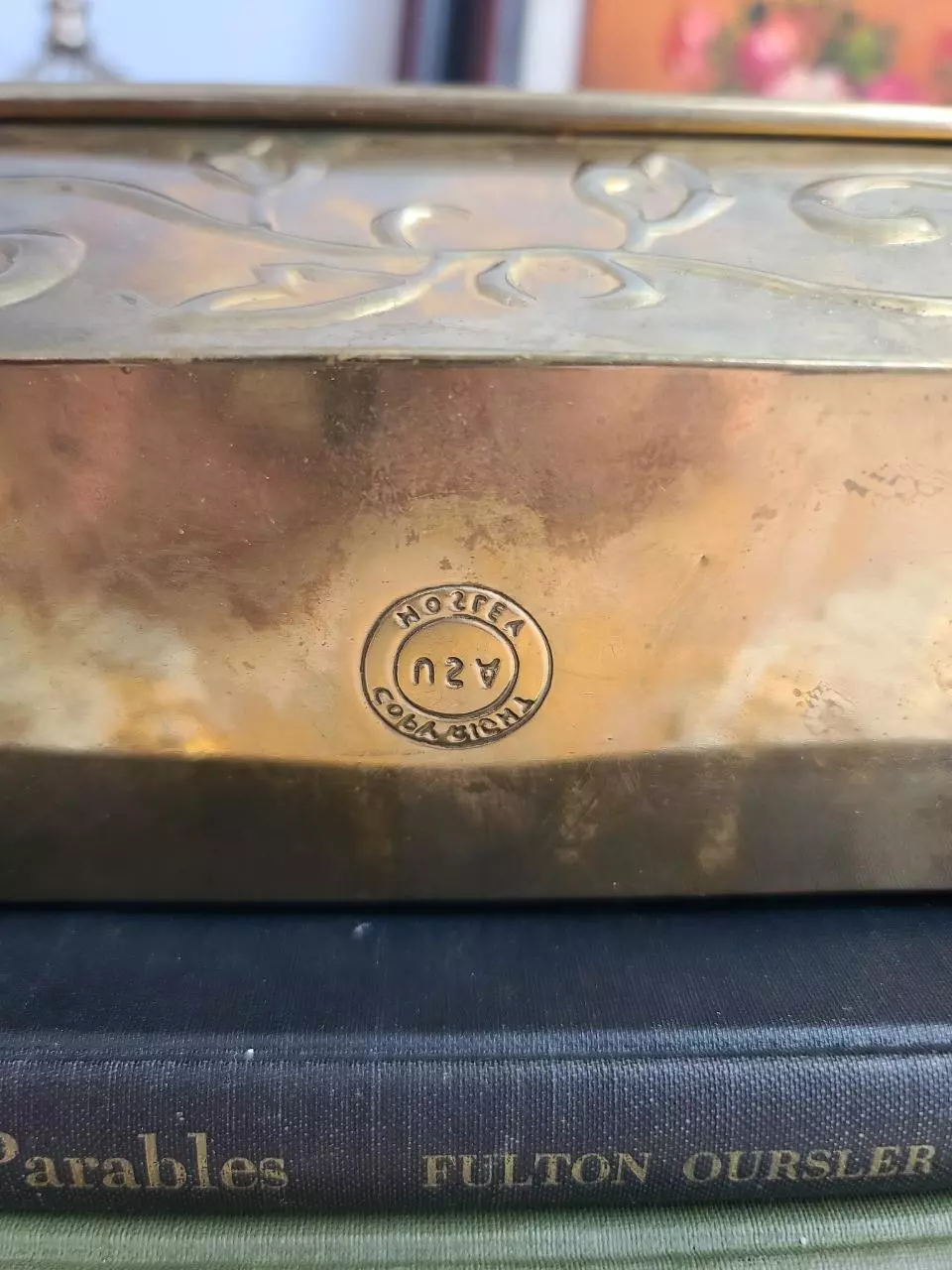 plant/Vintage Hosley Solid Brass Etched Planter-2