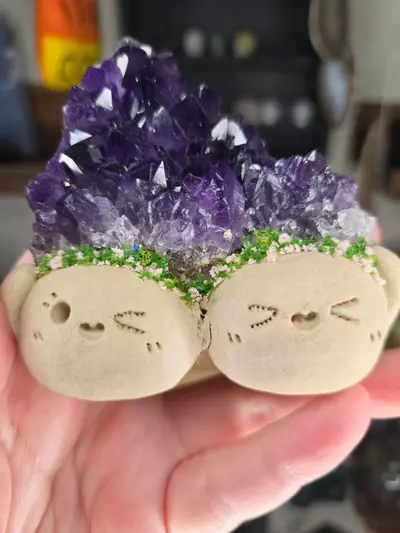 plant/Uruguay Amethyst Specimen Double Clay Crystal Buddy-1-thumbnail