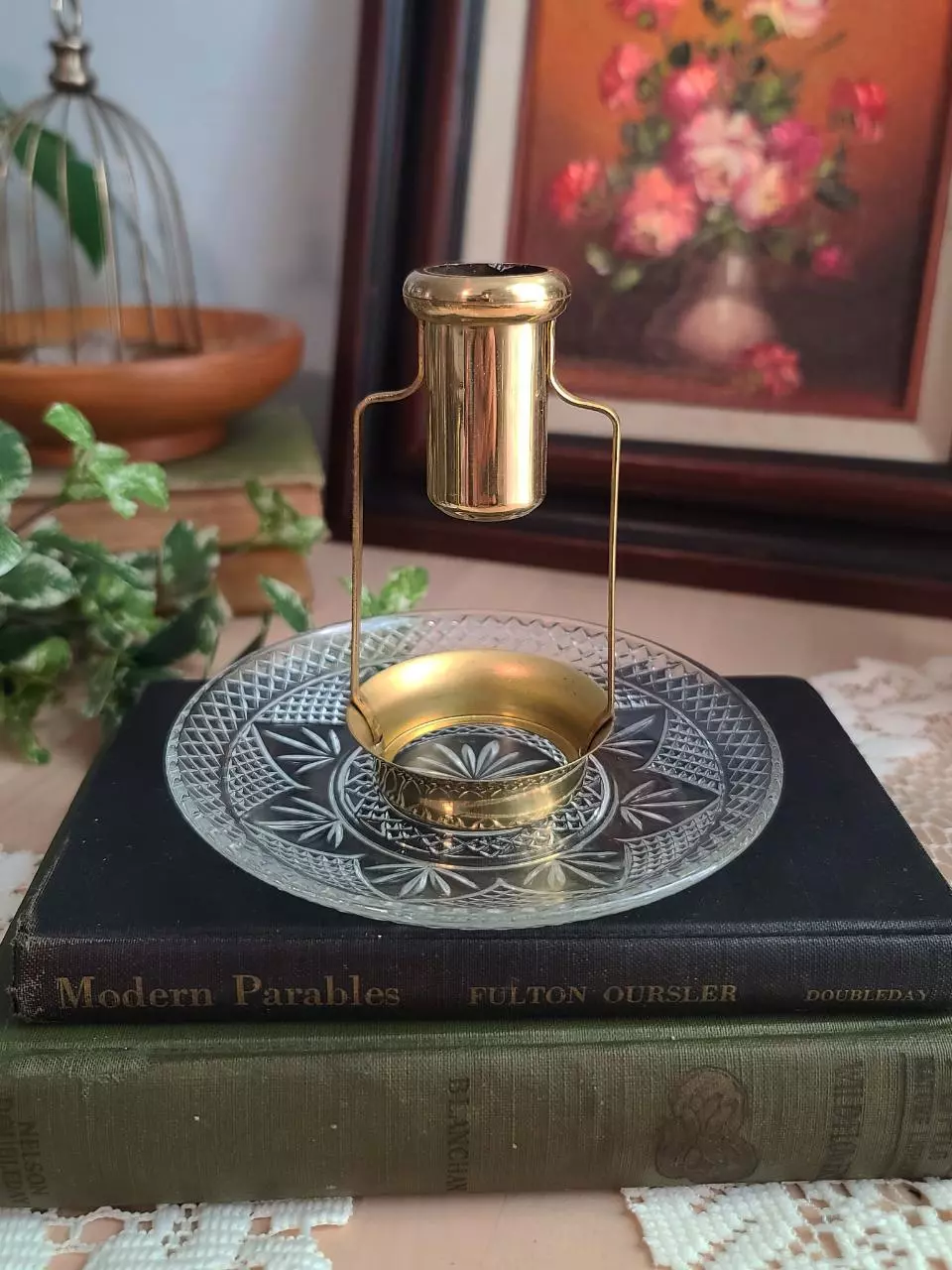 plant/Unique Vintage Brass Candle Holders - set of 2-2