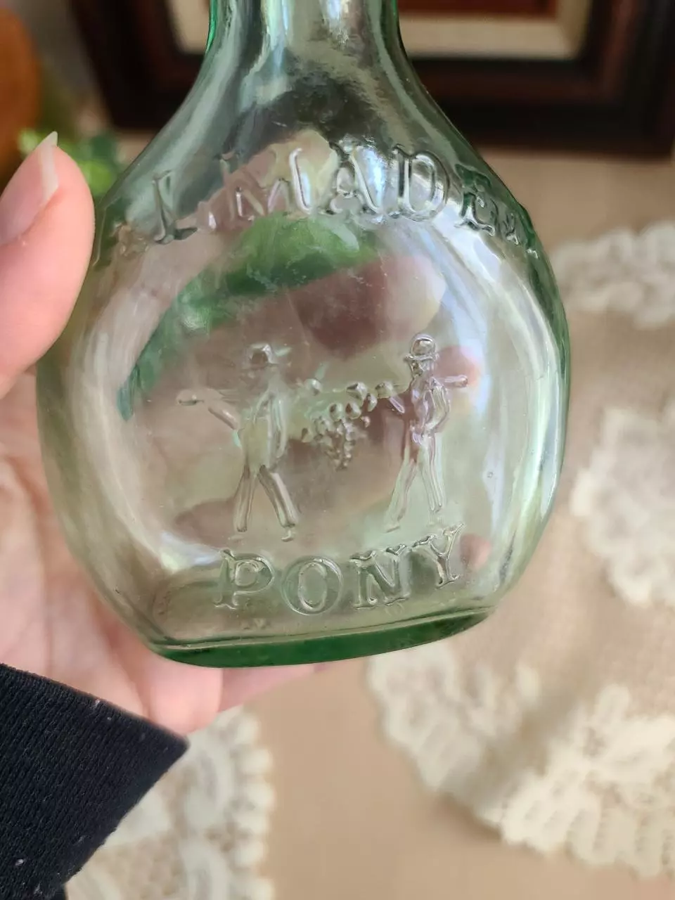 plant/Vintage Almaden Pony Green Glass Wine Bottle-2
