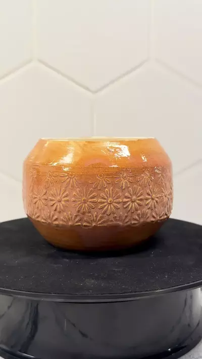 plant/Handmade Ceramic flower pattern pot-0-thumbnail