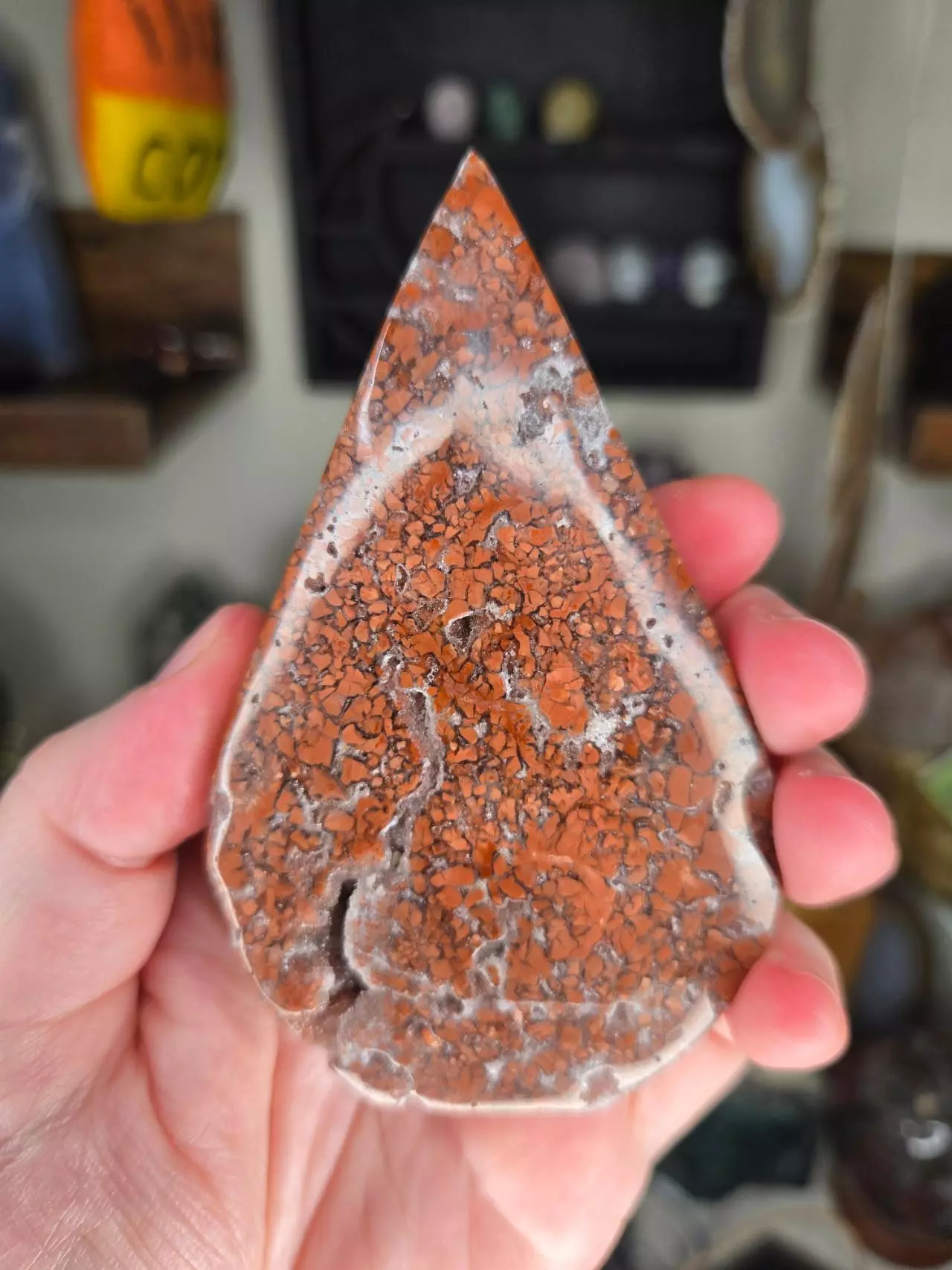 plant/Druzy Red Cotton Candy (Pink) Agate Teardrop Flame Crystal Carving-1