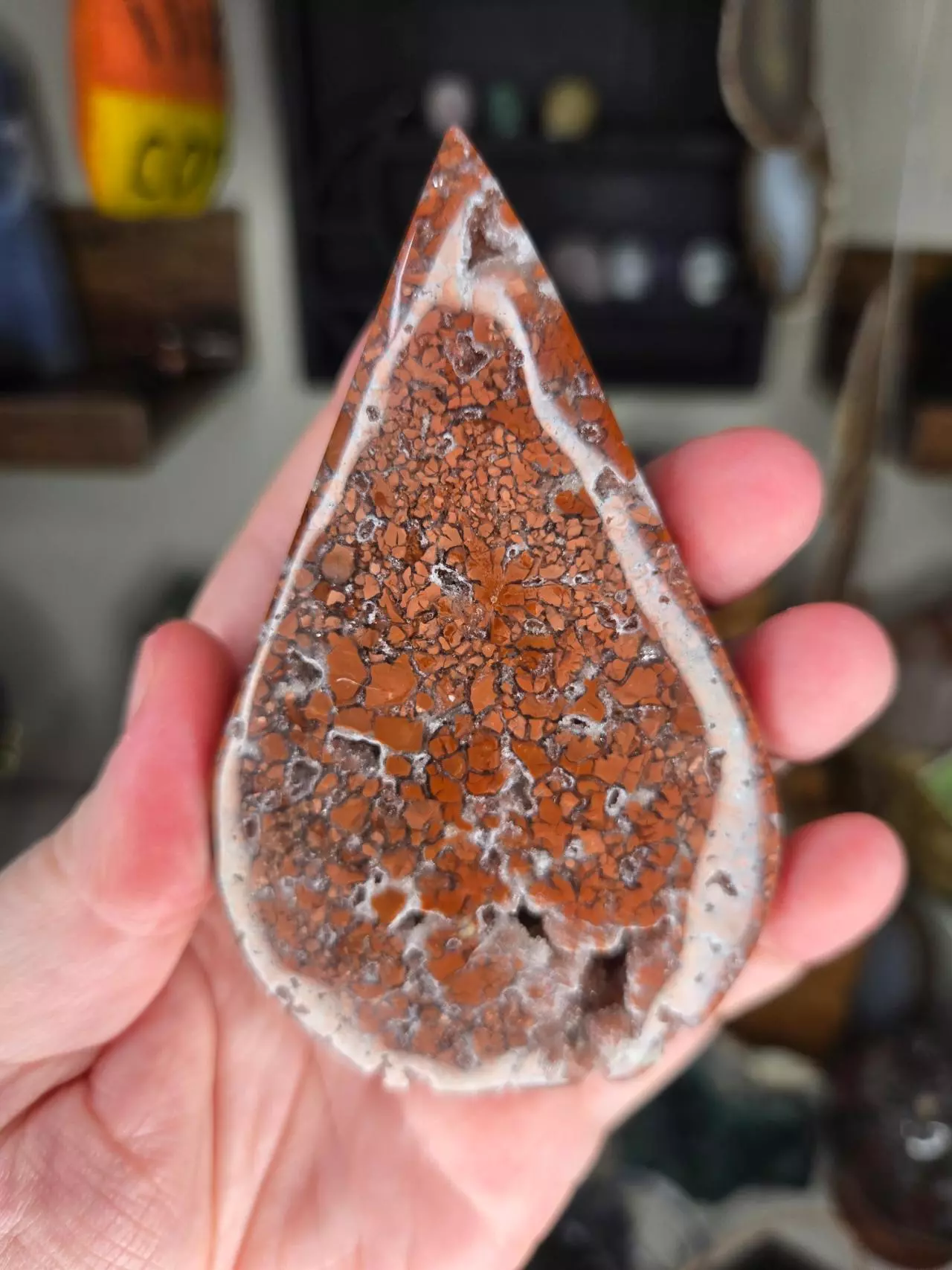 plant/Druzy Red Cotton Candy (Pink) Agate Teardrop Flame Crystal Carving-0