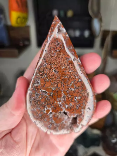 plant/Druzy Red Cotton Candy (Pink) Agate Teardrop Flame Crystal Carving-0-thumbnail