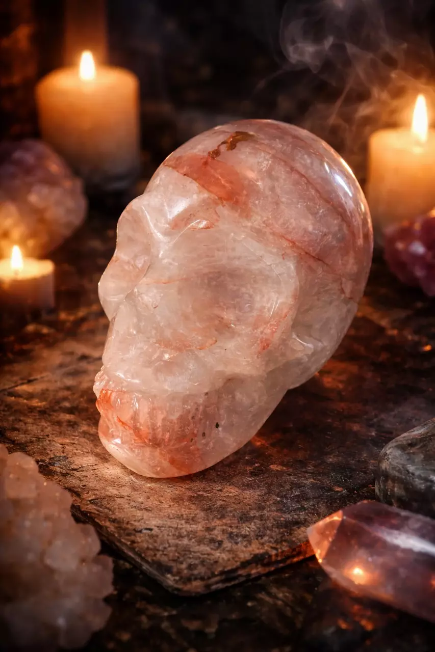 plant/Fire Quartz Skull-0