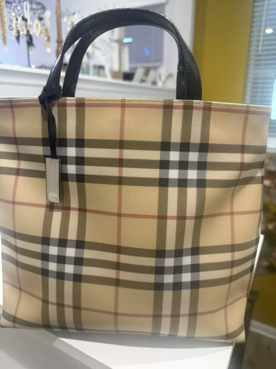 plant/Authentic Burberry Nova Check Tote-0