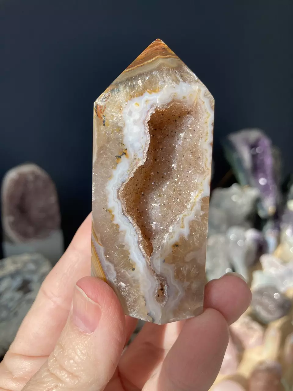 plant/Agate tower with druzy-0