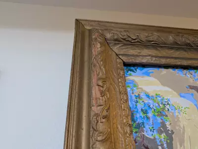 plant/Adobe home painting in antique frame-4-thumbnail