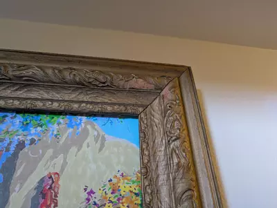 plant/Adobe home painting in antique frame-3-thumbnail