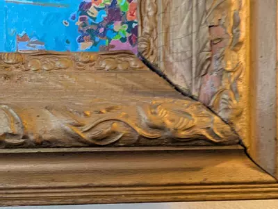 plant/Adobe home painting in antique frame-2-thumbnail