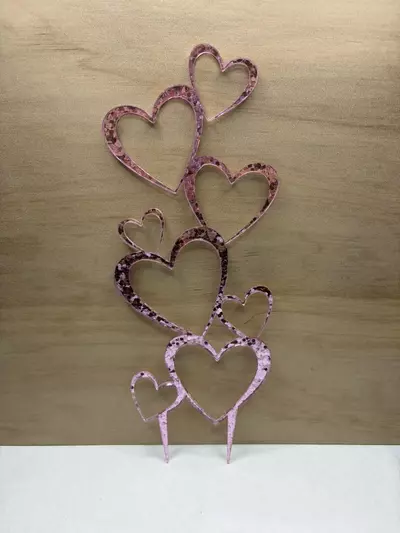 plant/1pk Chunky Pink Glitter 11” Stacked Heart Trellis-0-thumbnail
