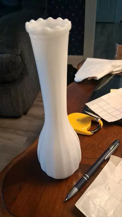 plant/Vintage Mid- Century white Milk  bud vase-0-thumbnail