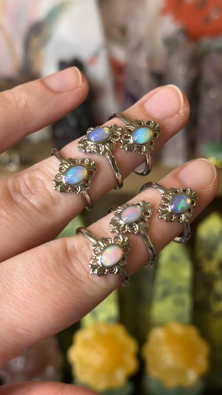 plant/$10 | Opal Flower Adjustable Ring-0