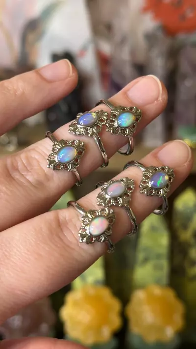 plant/$10 | Opal Flower Adjustable Ring-0-thumbnail